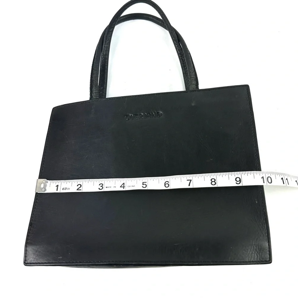 Overland Vintage Handbag Black‎ Leather Double Handles Made In USA Purse